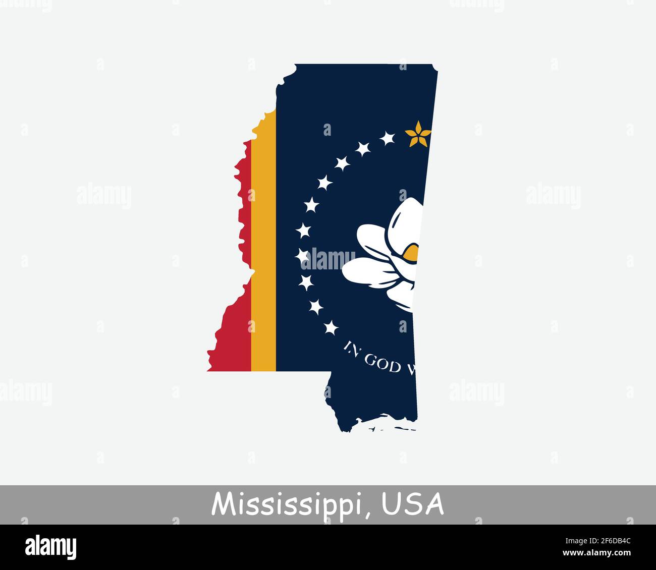 Bandiera della mappa del Mississippi. Mappa di MS, USA con la bandiera di stato isolata su sfondo bianco. Stati Uniti, America, America, Stati Uniti, Stati Uniti Illustrazione Vettoriale