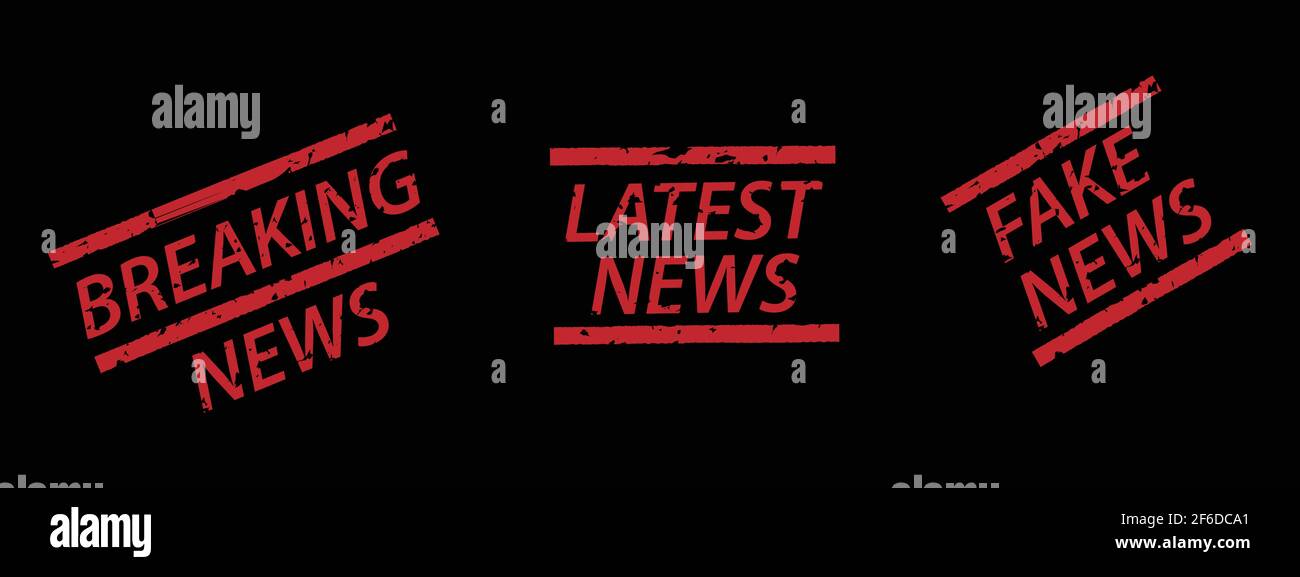 Rottura, falsi e latest notizie grunge set di francobolli in gomma, collezione Illustrazione Vettoriale