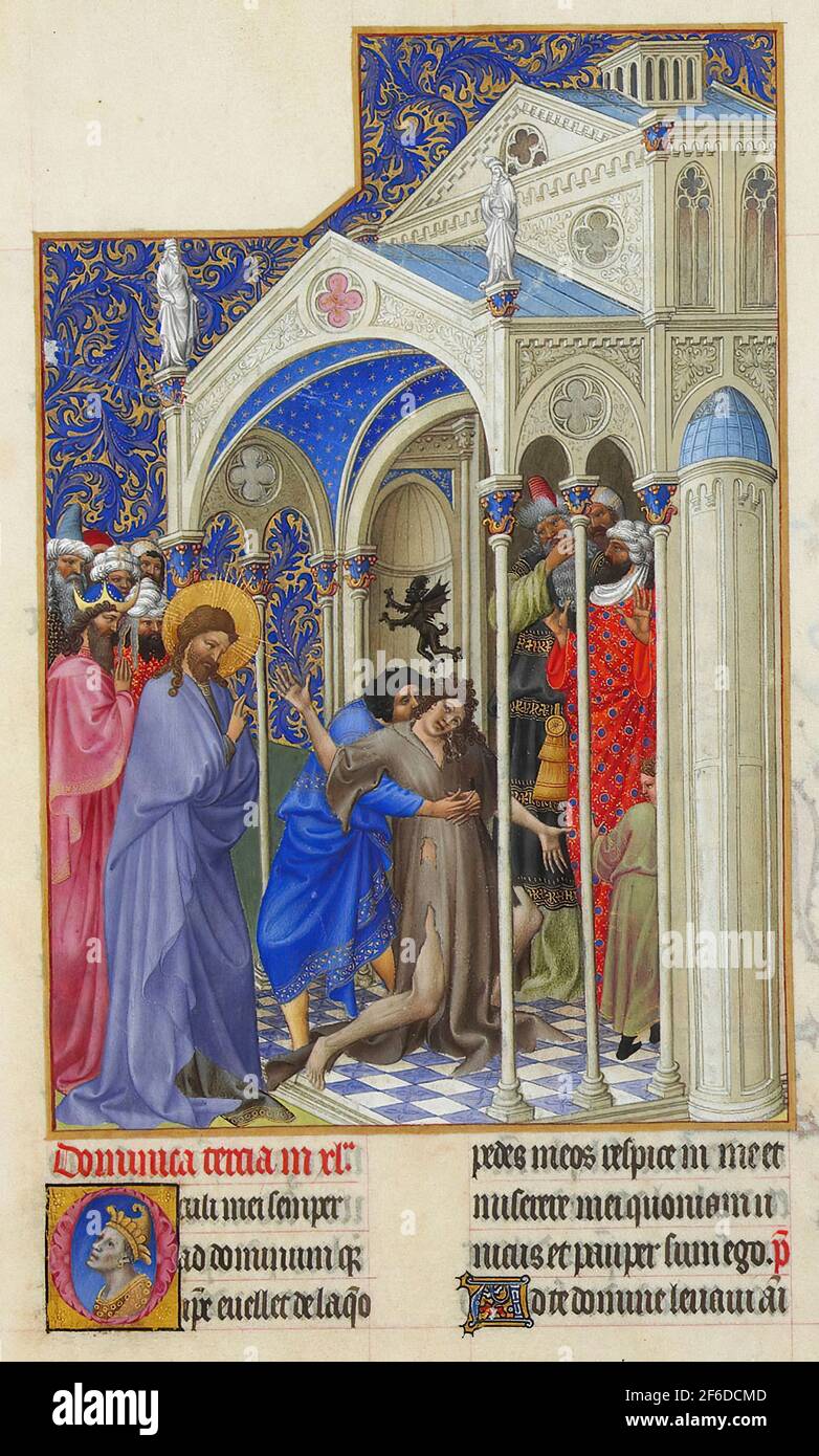 Fratelli Limbourg - curare la donna posseduta Foto Stock