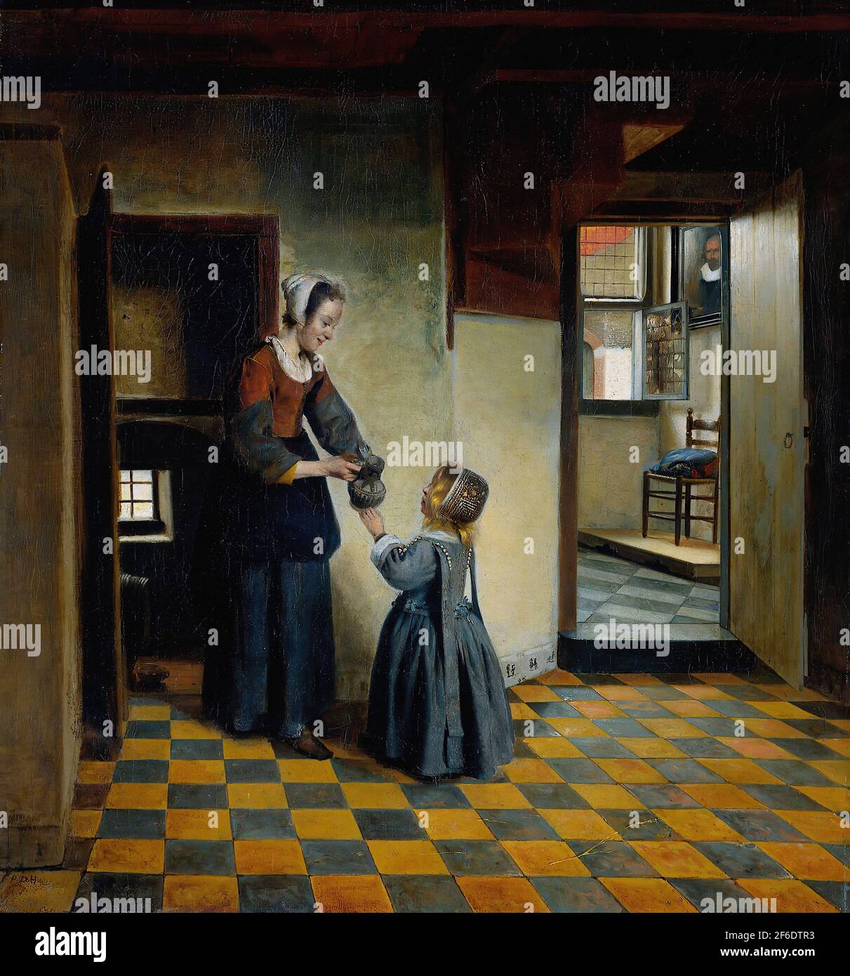 Pieter De Hooch - donna bambino dispensa 1660 Foto Stock
