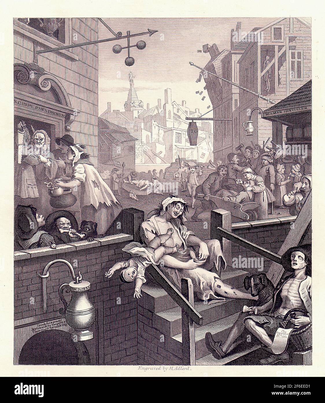William Hogarth- Gin Lane 1751 Foto Stock