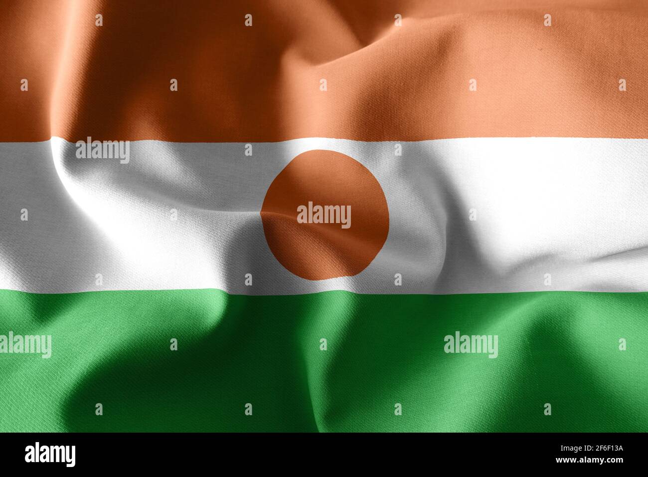Rendering 3d realistico onda bandiera di seta di Niger Foto Stock