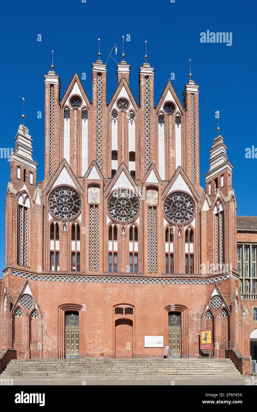 Medievale Brick Gothic City Hall Francoforte su Oder, Brandeburgo, Germania Foto Stock