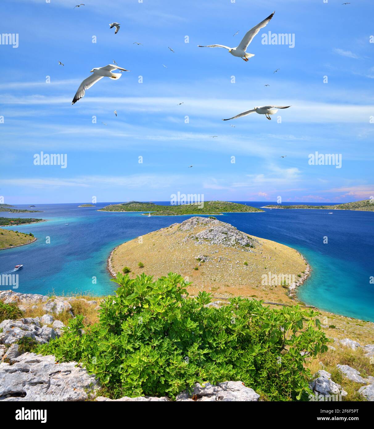 Parco nazionale delle isole Kornati. Paesaggio nel mare Adriatico.Croazia. Foto Stock