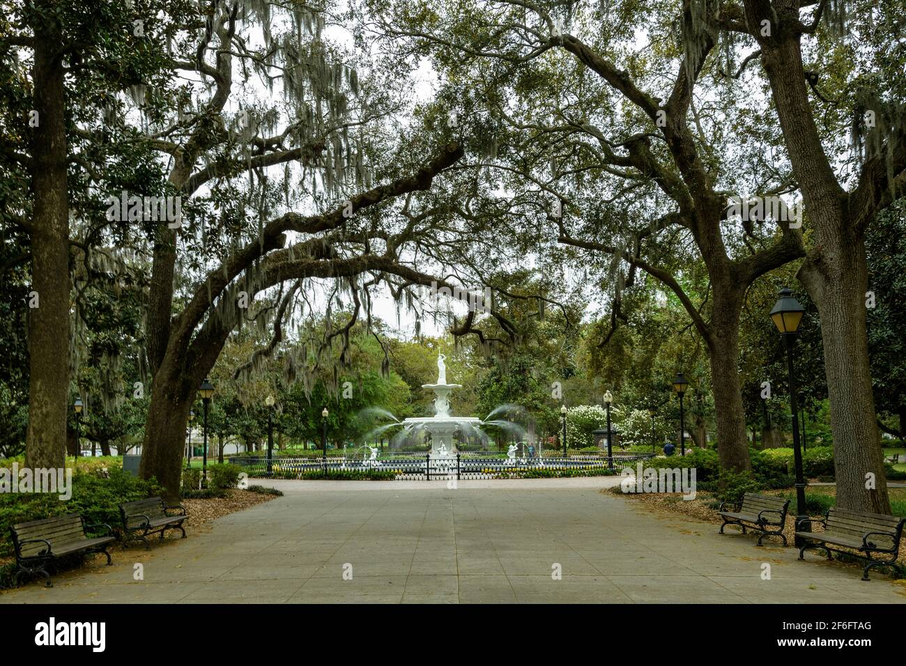 Forsyth Park Fountain, Savannah, Georgia Foto Stock