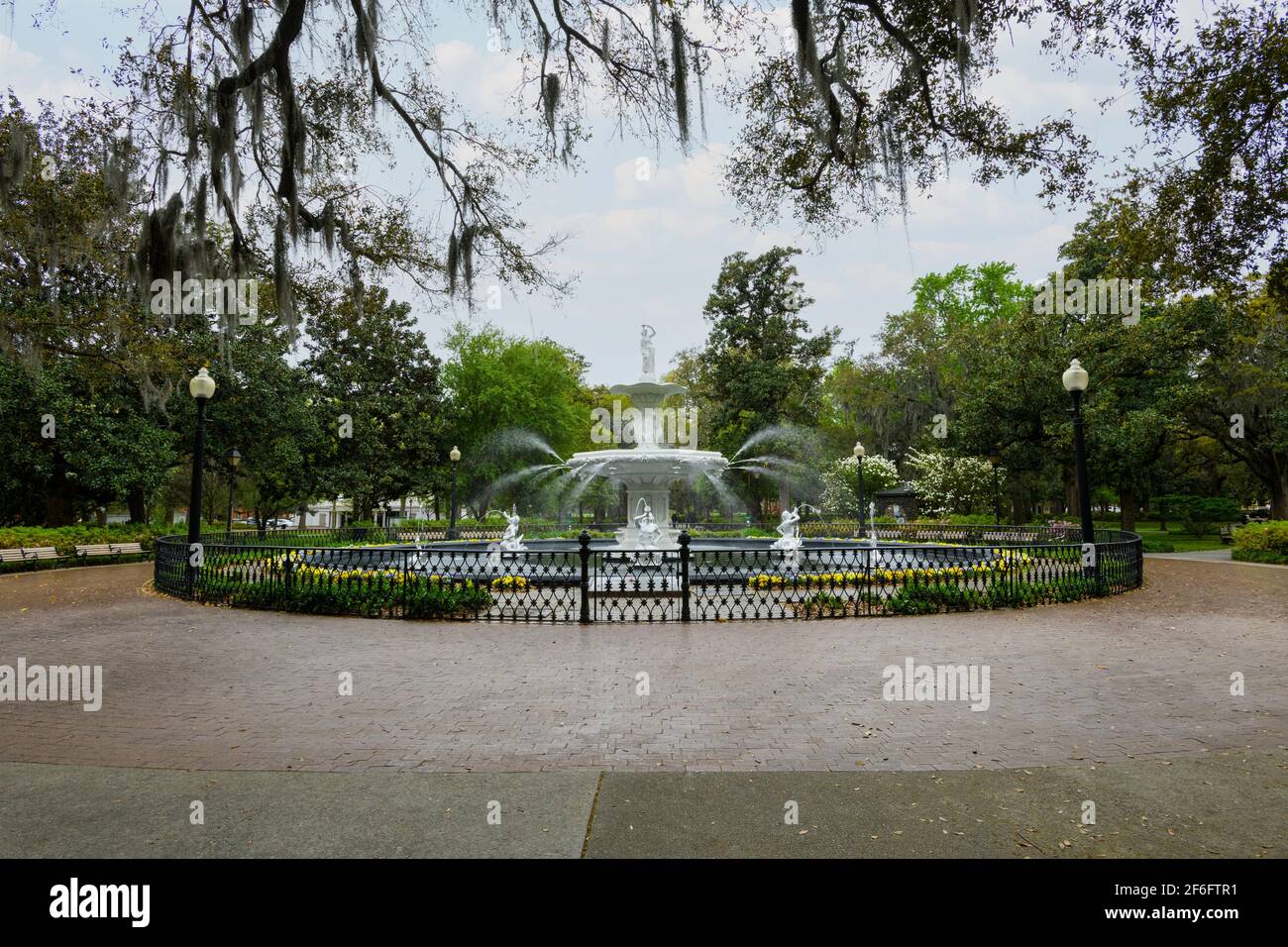 Forsyth Park Fountain, Savannah, Georgia Foto Stock