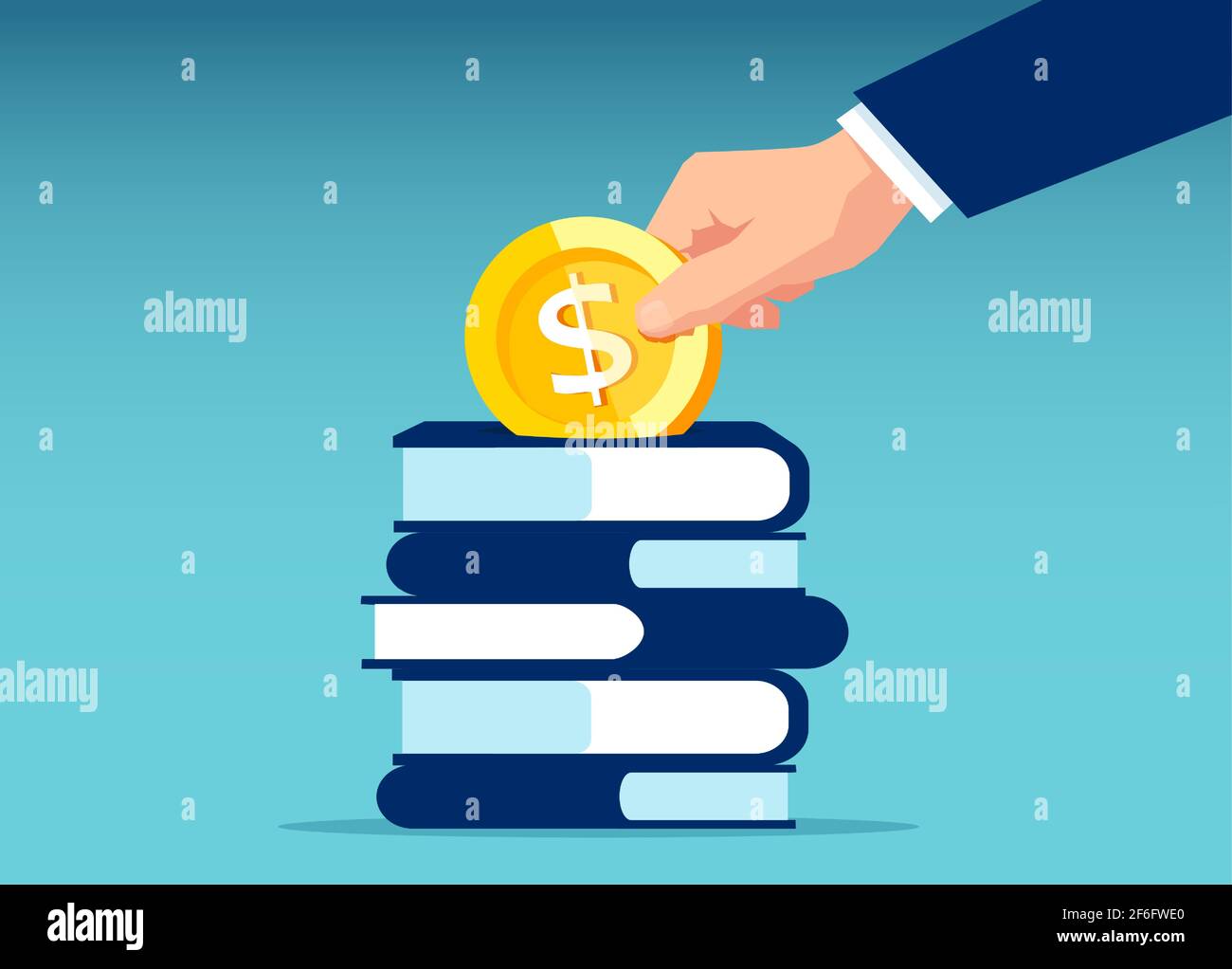 Investimento in conoscenza, prestito degli studenti e concetto di borsa di studio. Illustrazione Vettoriale