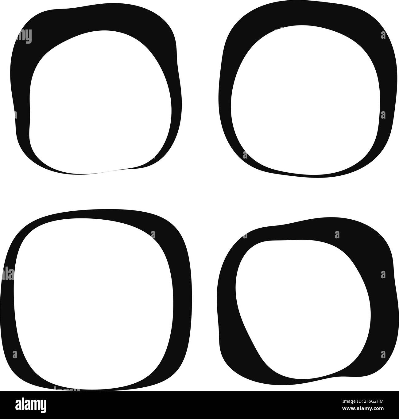 Astratto amorfo, distorto, forma libera forma arrotondata forma quadrata, elemento. Icona del quadrato arrotondato del contorno Illustrazione Vettoriale