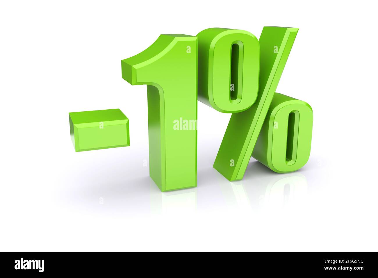 Icona verde del tasso percentuale 1% su sfondo bianco. immagine 3d rappresentata Foto Stock