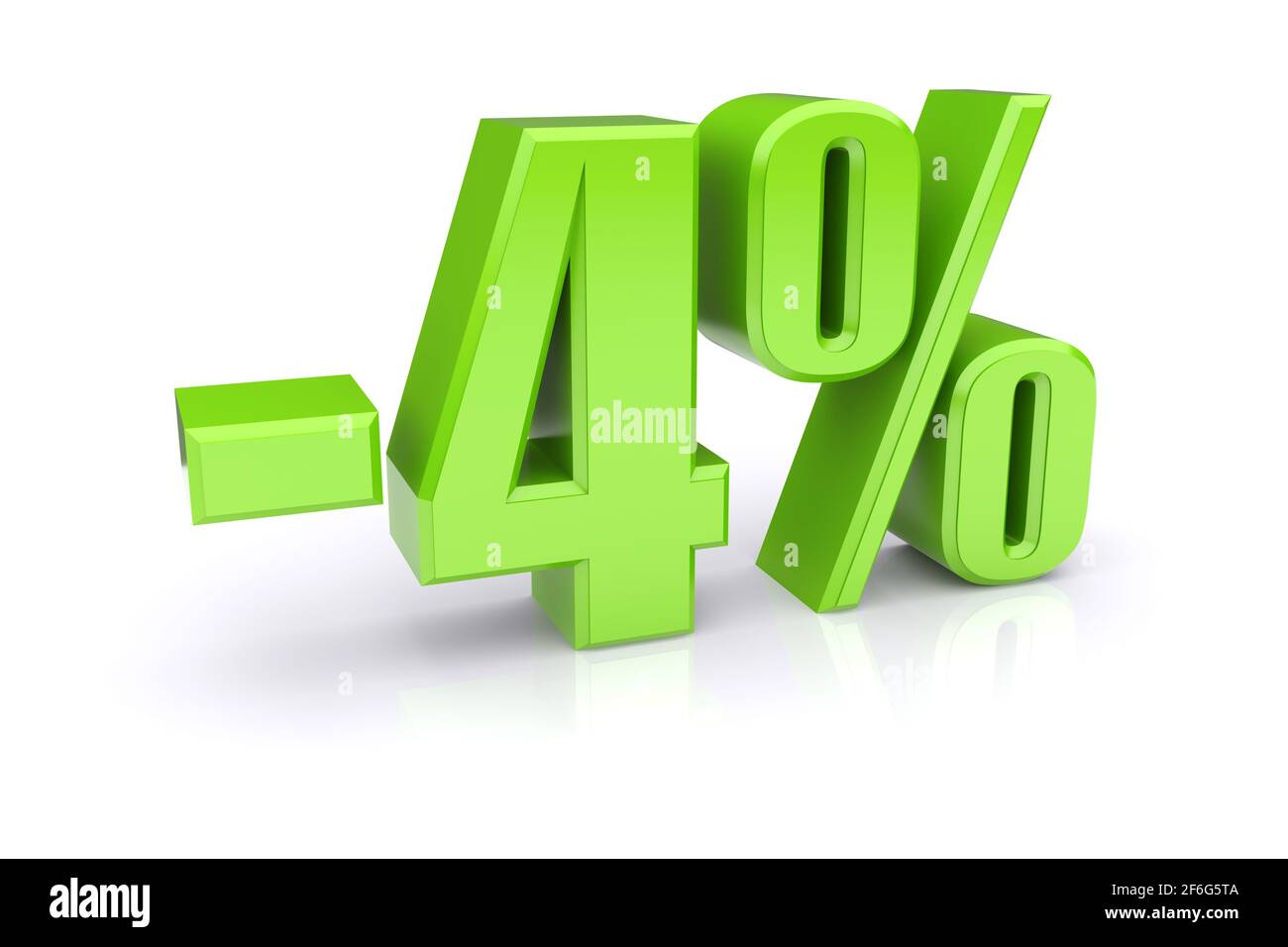 Icona verde del tasso percentuale del 4% su sfondo bianco. immagine 3d rappresentata Foto Stock