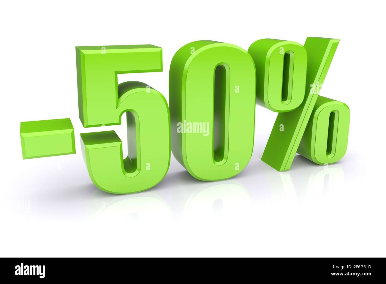 icona di sconto del 50% su sfondo bianco Foto Stock