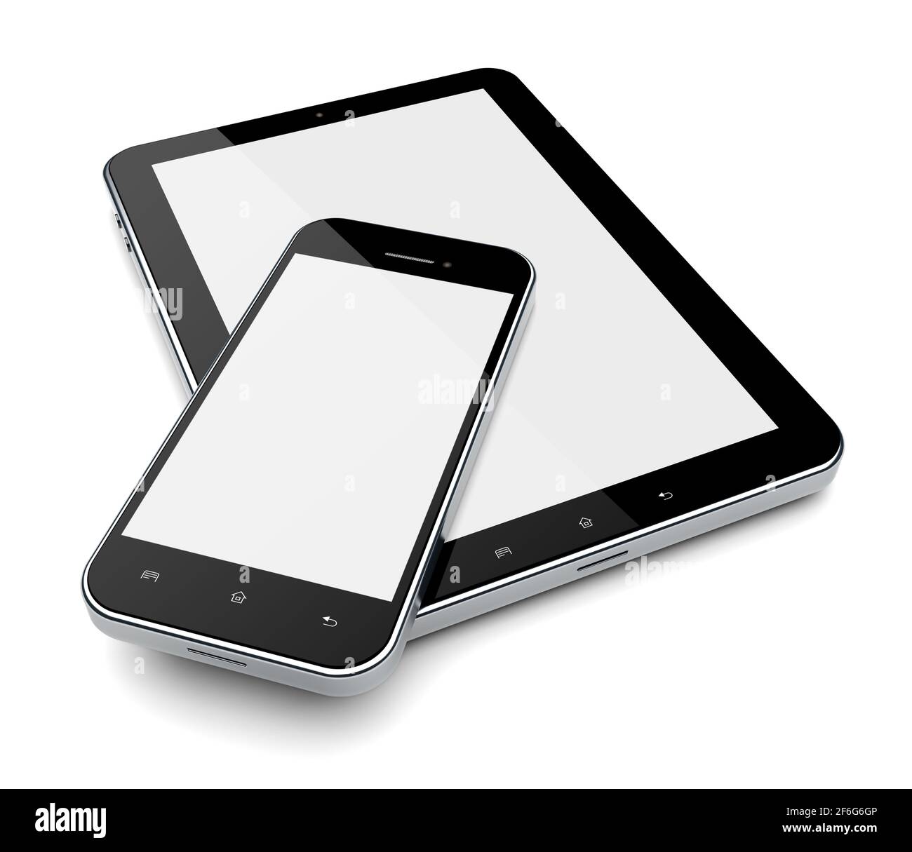 Tablet PC e telefono cellulare con schermo vuoto Foto Stock