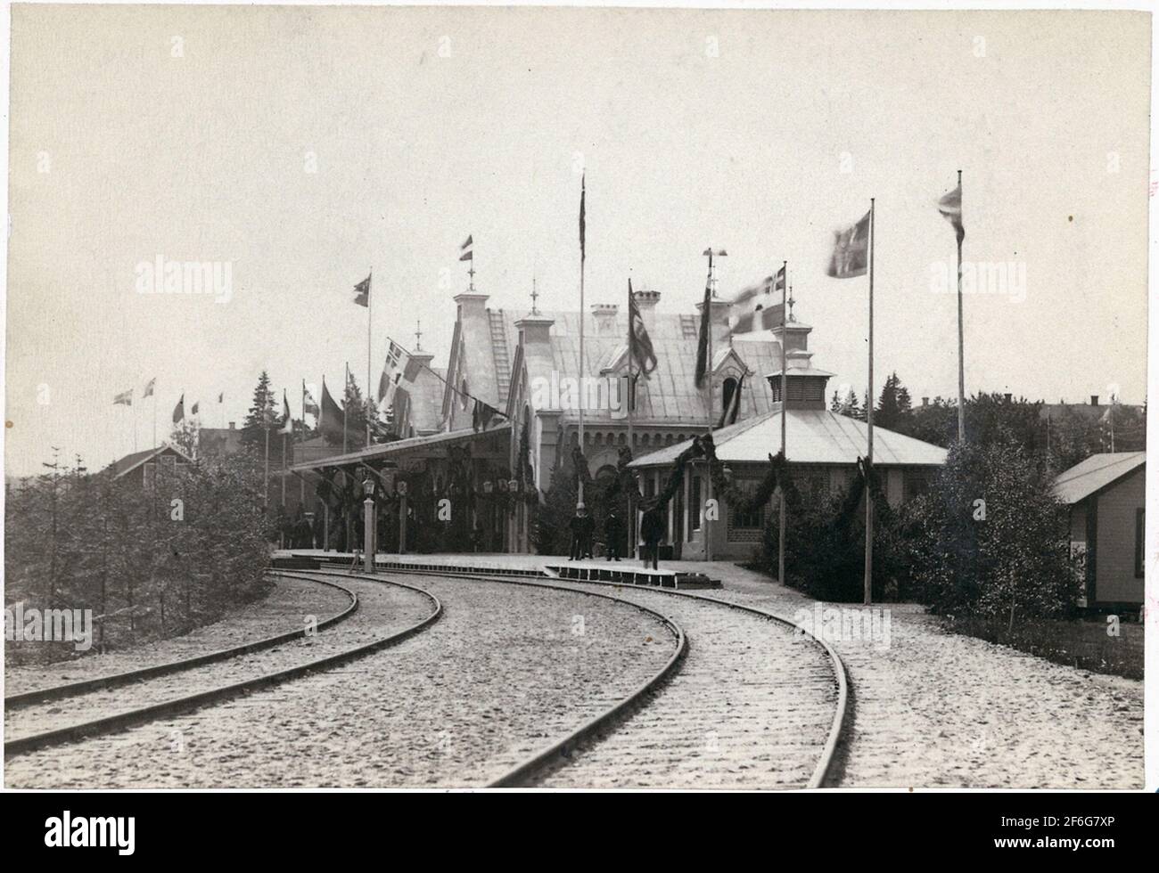 L'immagine è forse dall'inaugurazione della stazione di Hudiksvall, il completamento del percorso statale di Hudiksvall - Ljusdal. Foto Stock