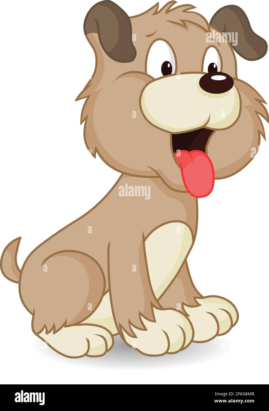 Cartoon Puppy sedendo illubartion vettore isolato su sfondo bianco Illustrazione Vettoriale
