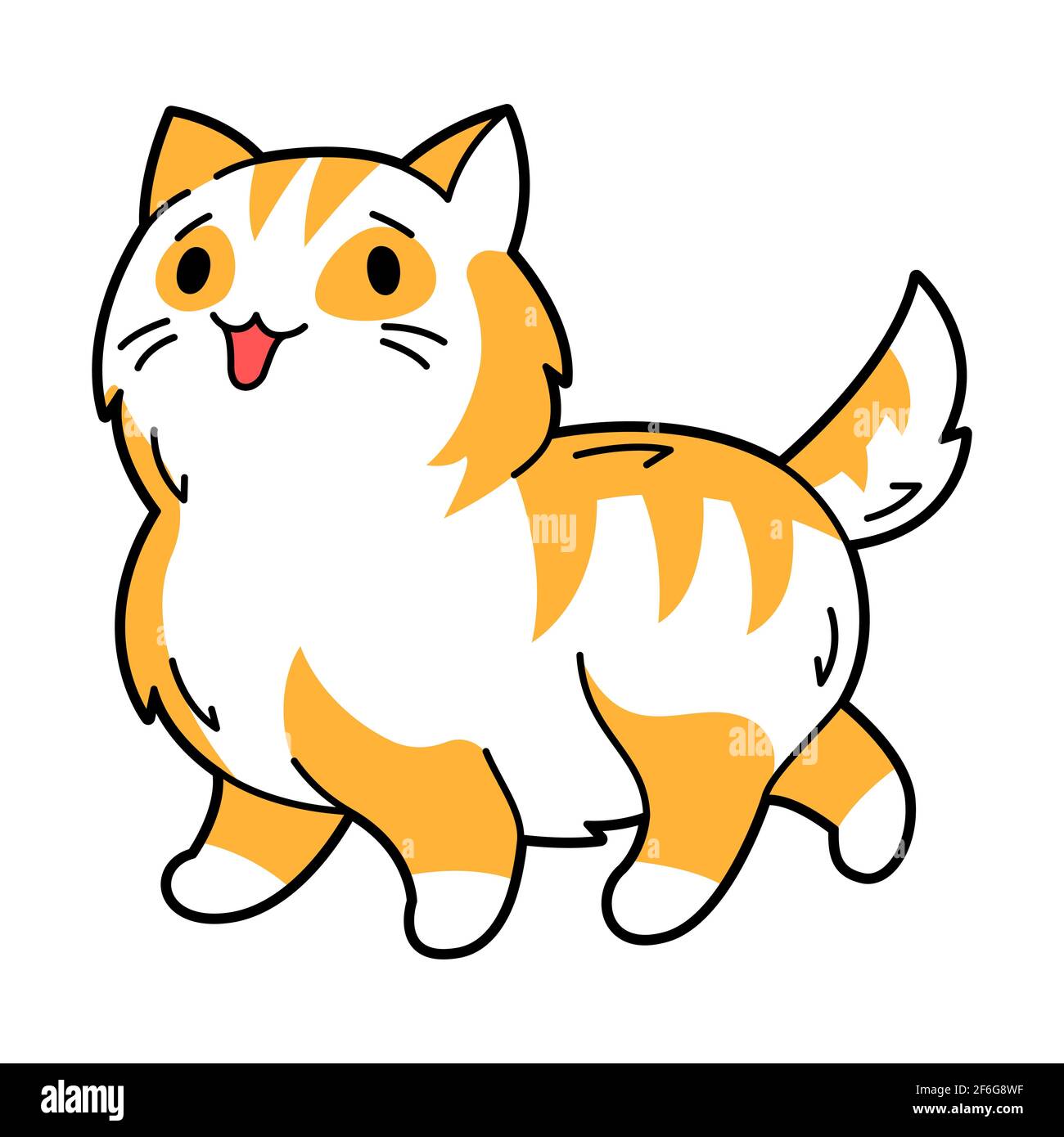 Illustrazione del gatto carino kawaii. Personaggio cartoon. Illustrazione Vettoriale