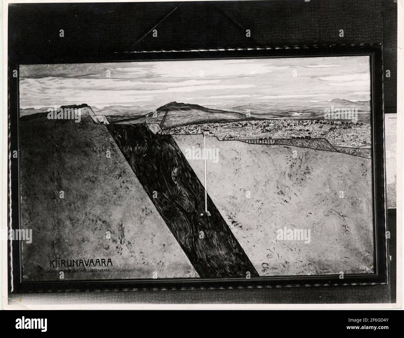 Kiirunavaara, sezione trasversale che domina Luoossavaara. Foto Stock