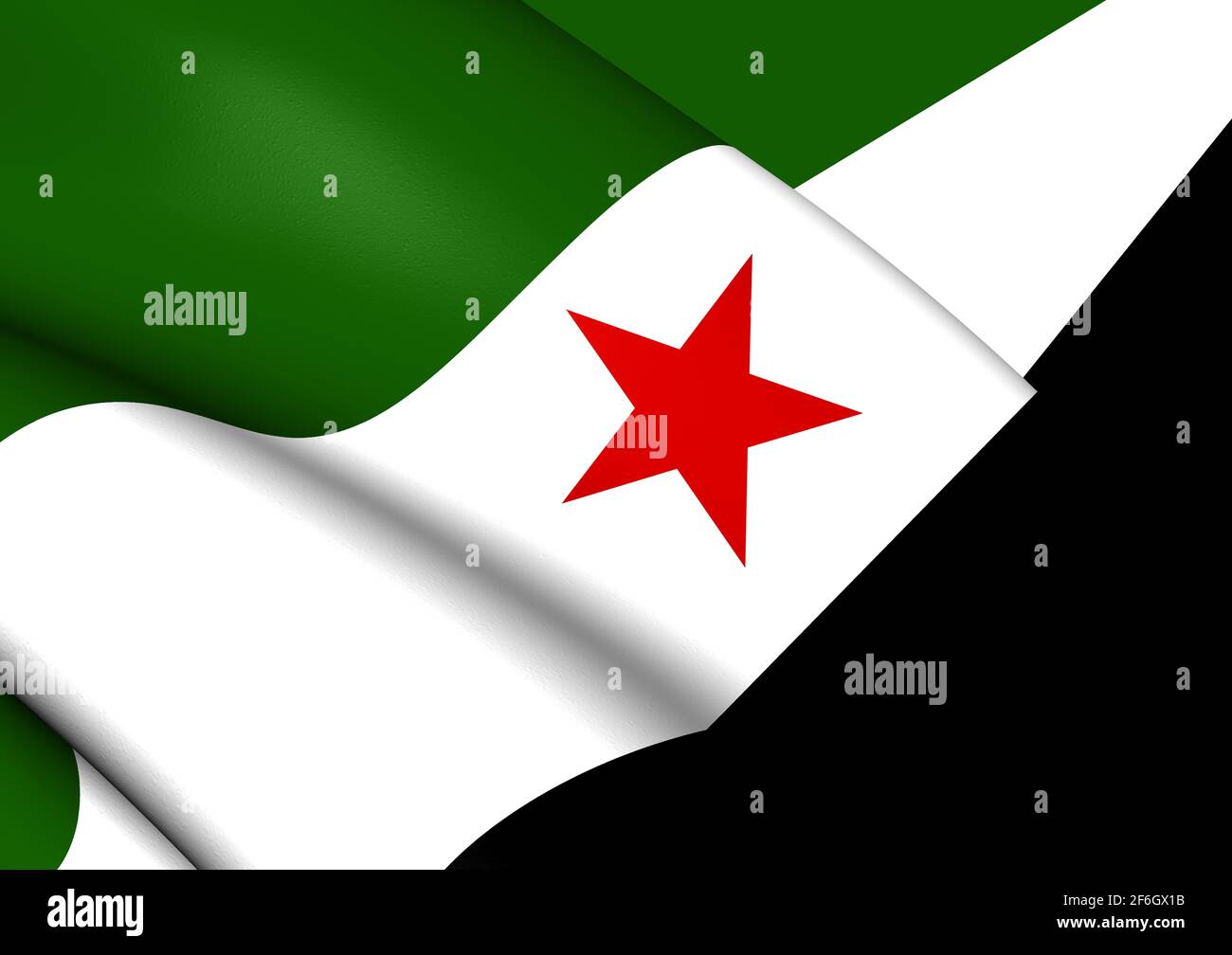 Bandiera 3D nazionalista dell'Estremadura. Illustrazione 3D. Foto Stock