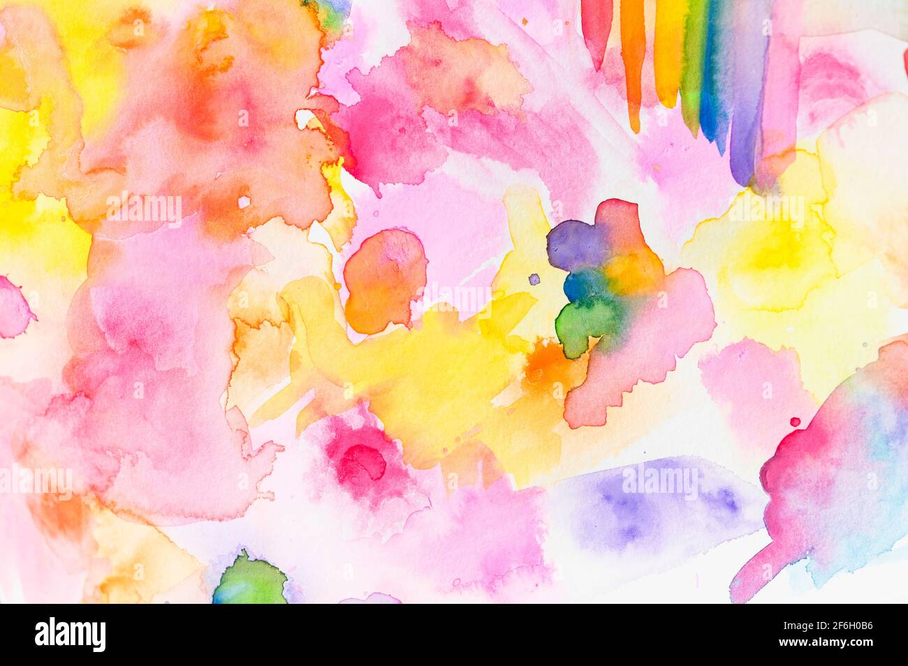 Primo piano di colori acquerelli disegno astratto colorato Foto Stock