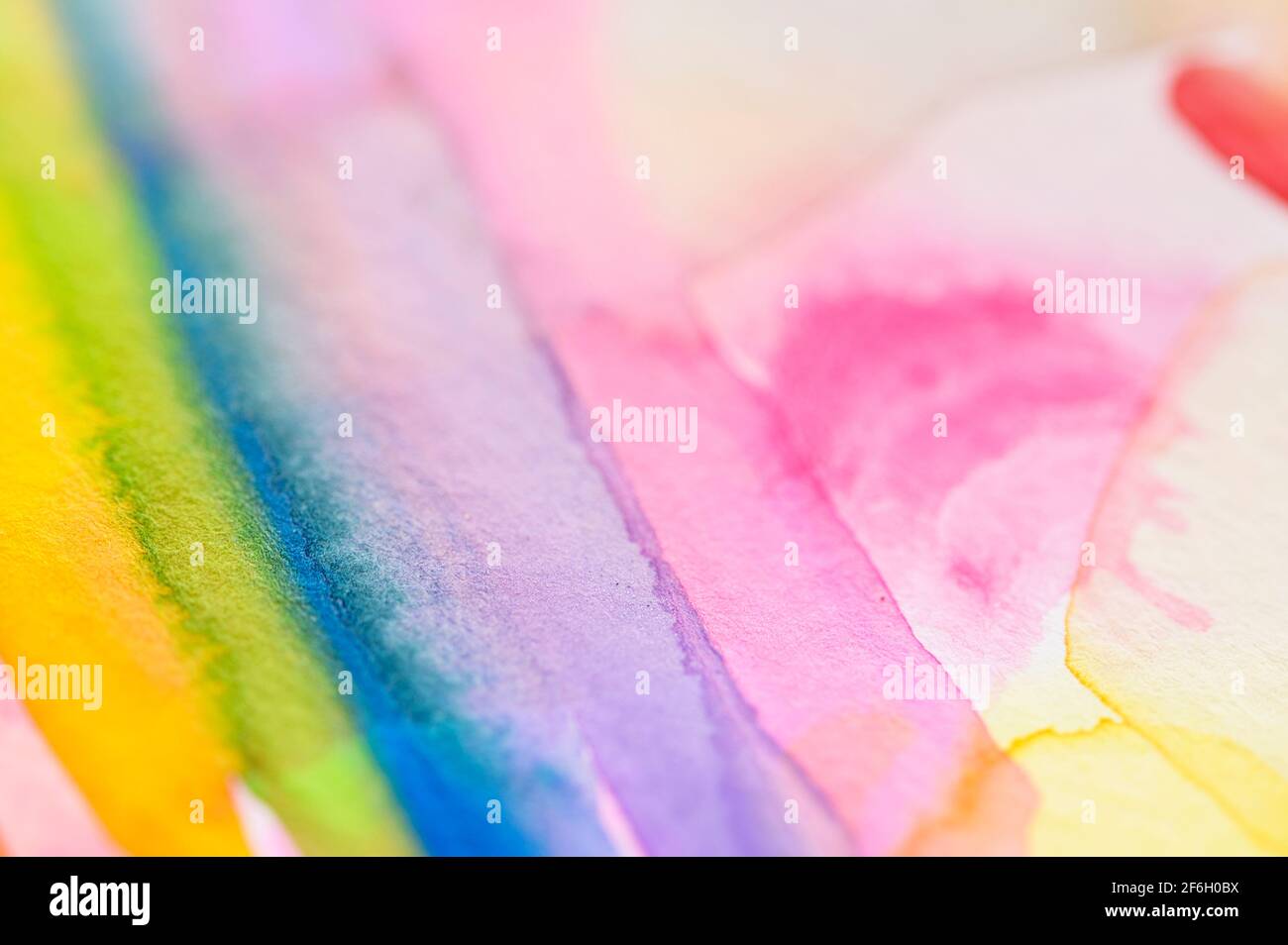 Primo piano dell'arcobaleno acquerello Foto Stock
