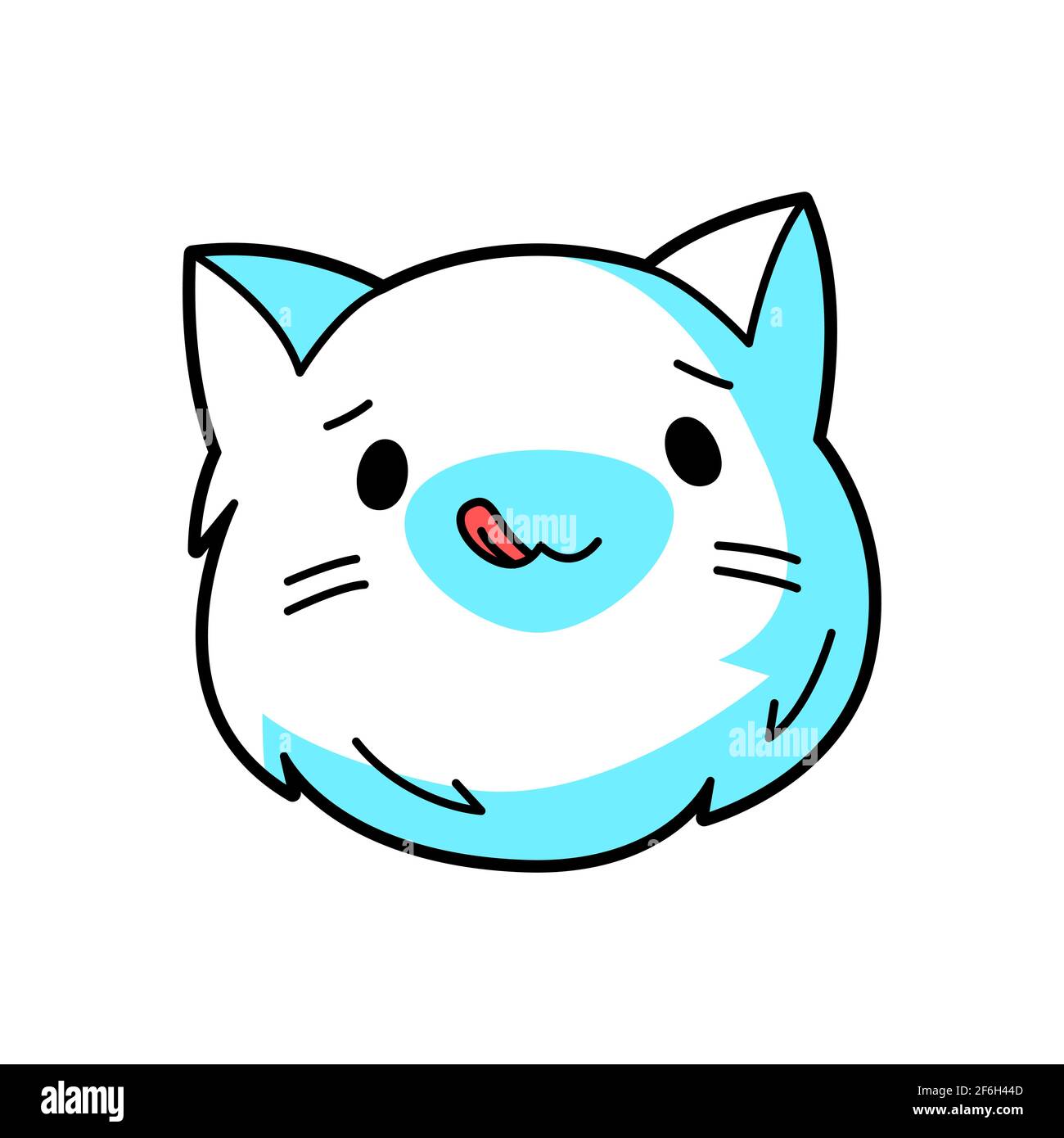 Illustrazione del muso carino del gatto kawaii. Personaggio cartoon. Illustrazione Vettoriale