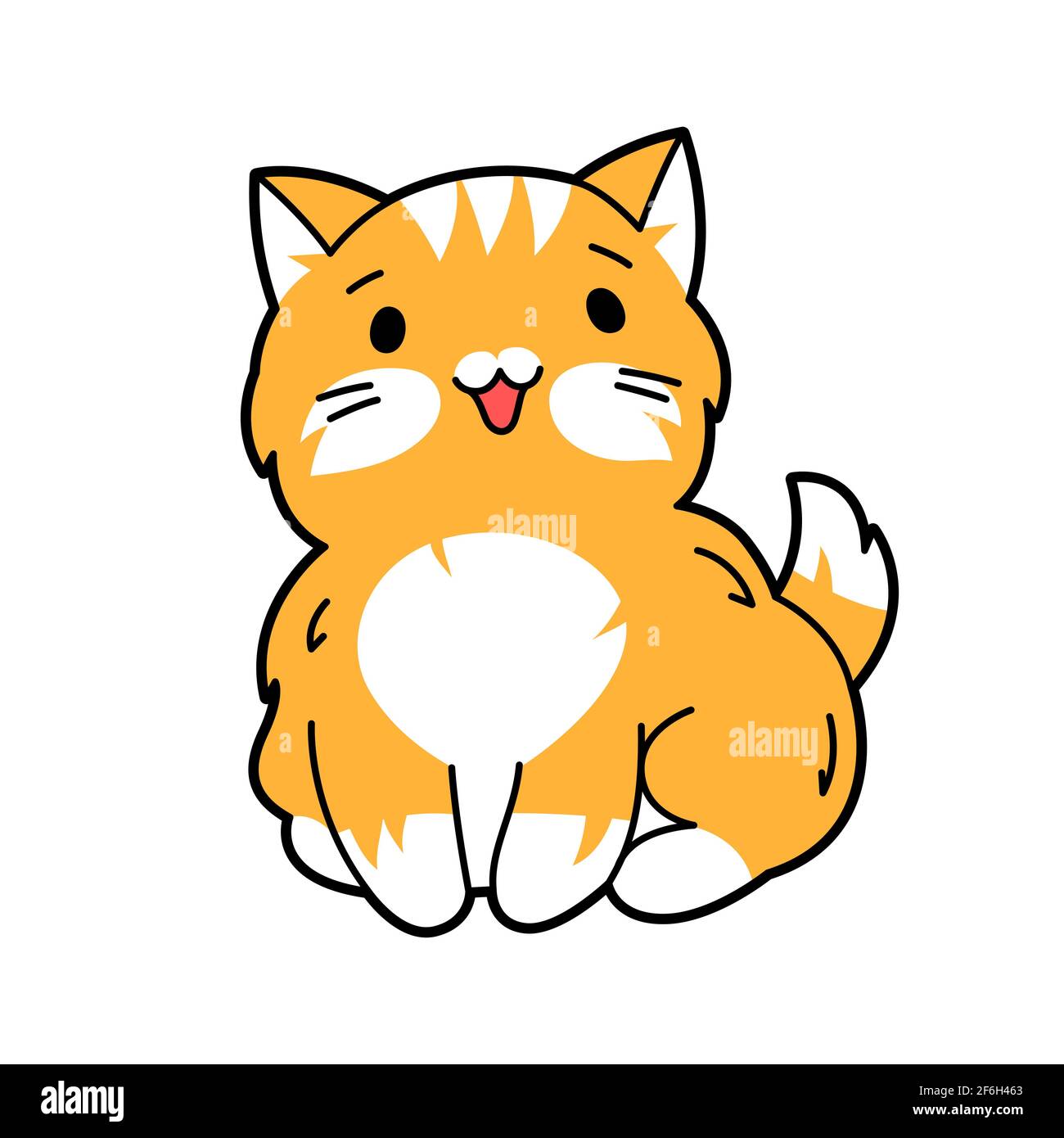 Illustrazione del gatto carino kawaii. Personaggio cartoon. Illustrazione Vettoriale