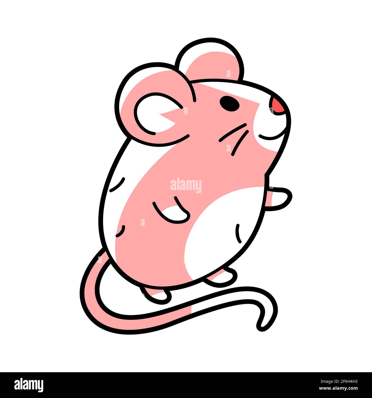 Illustrazione di carino piccolo mouse rosa. Icona cartoon. Illustrazione Vettoriale