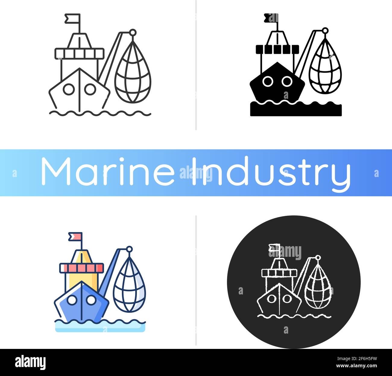 Icona della pesca industriale Illustrazione Vettoriale