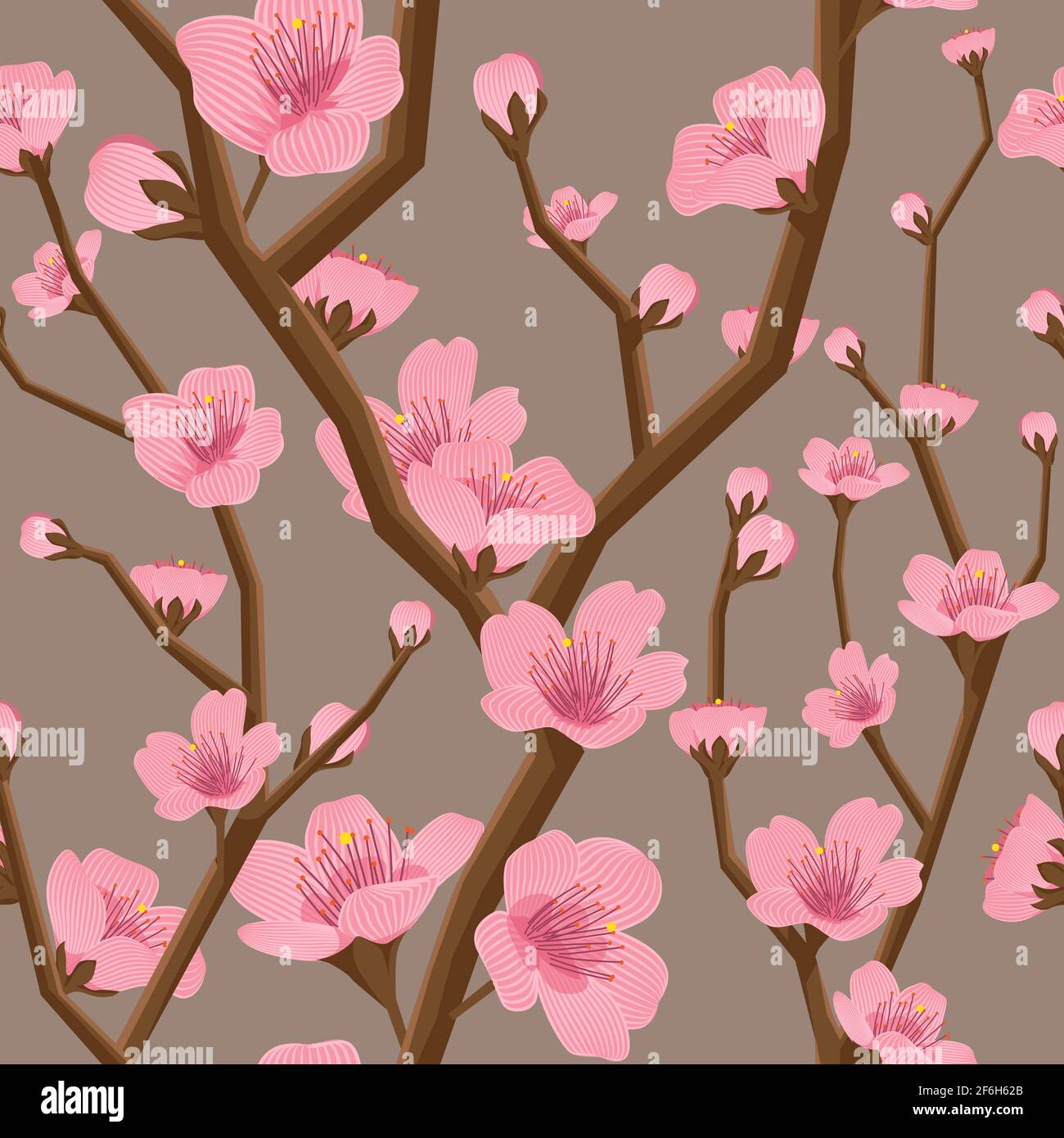 Senza cuciture motivo fiore ciliegio sfondo Illustrazione Vettoriale