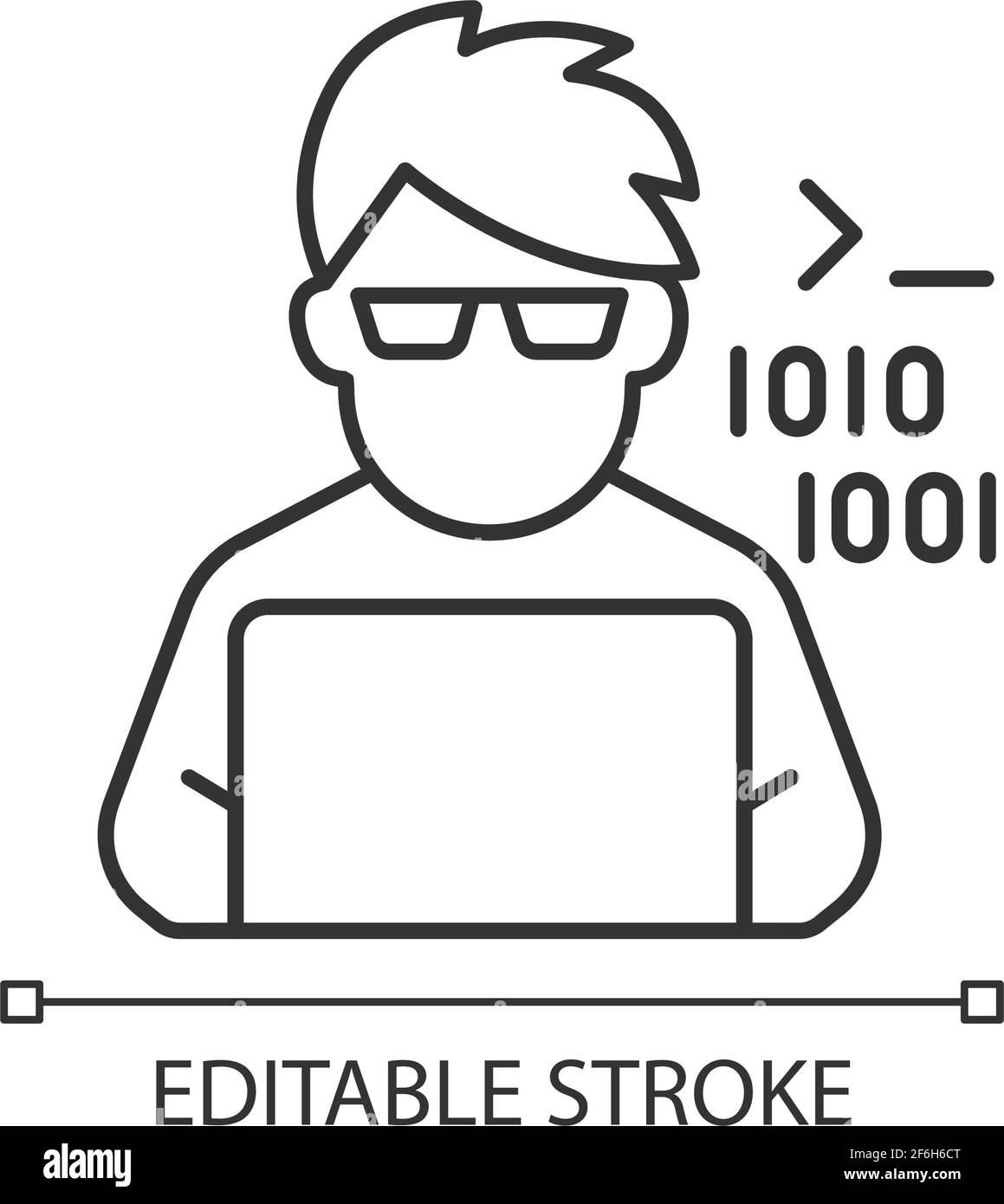 Programmatore, computer esperto icona lineare Illustrazione Vettoriale