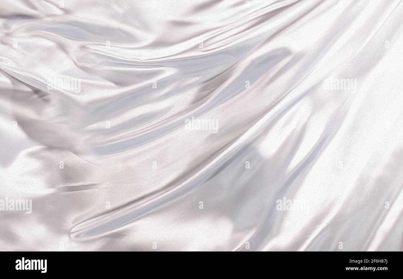 Sfondo astratto seta bianca o tessuto satinato di lusso Foto Stock