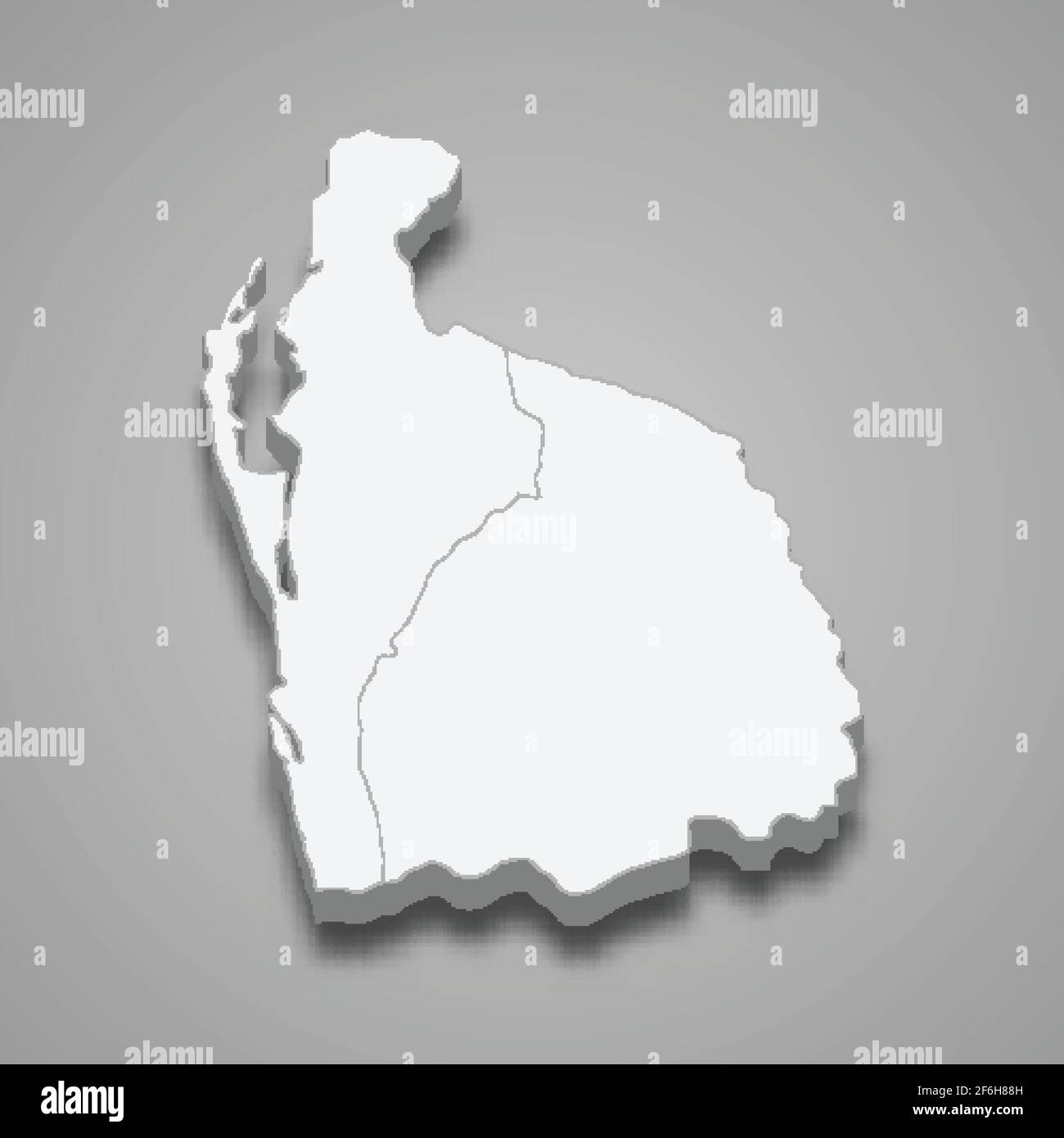 Mappa isometrica 3d della provincia nord-occidentale dello Sri Lanka, illustrazione vettoriale Illustrazione Vettoriale