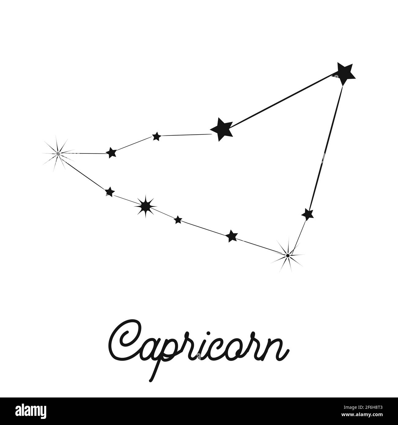 Segno zodiacale sotto forma di costellazione nel cielo. Stelle e linee. Illustrazione Vettoriale
