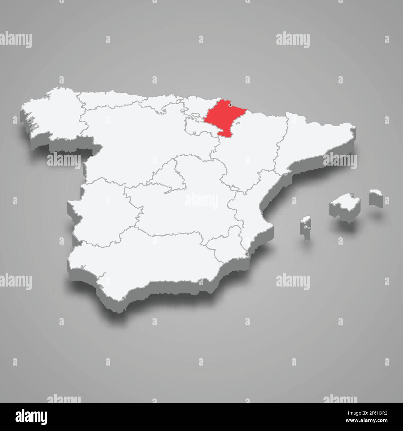 Posizione della regione Navarra all'interno della mappa isometrica 3d della Spagna Illustrazione Vettoriale