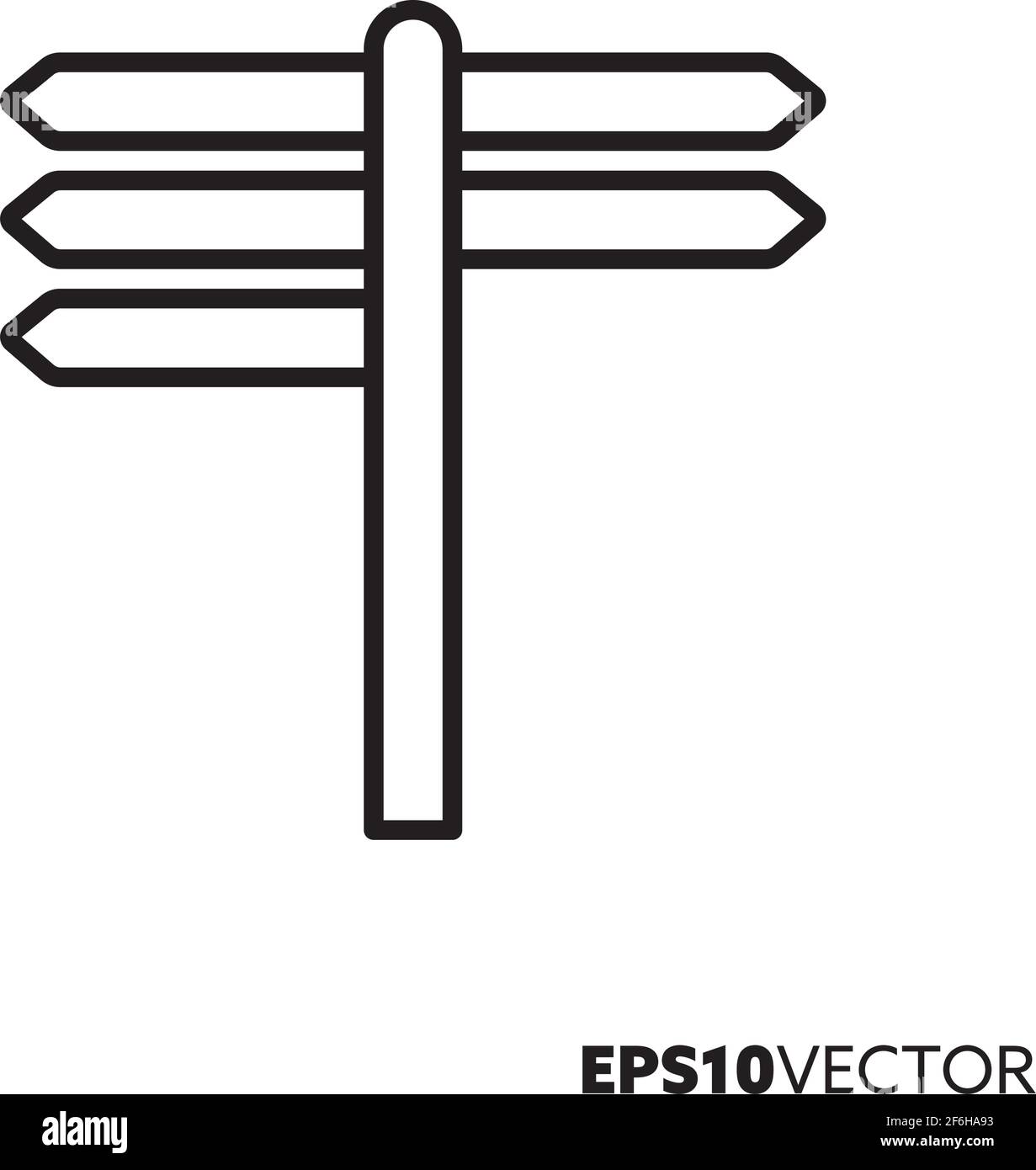 Icona della linea del segnale. Simbolo di contorno dei segni direzionali. Illustrazione vettoriale del concetto di navigazione. Illustrazione Vettoriale