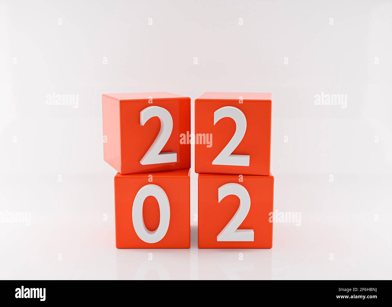 Cubi con il nuovo anno 2022.. illustrazione 3d Foto Stock