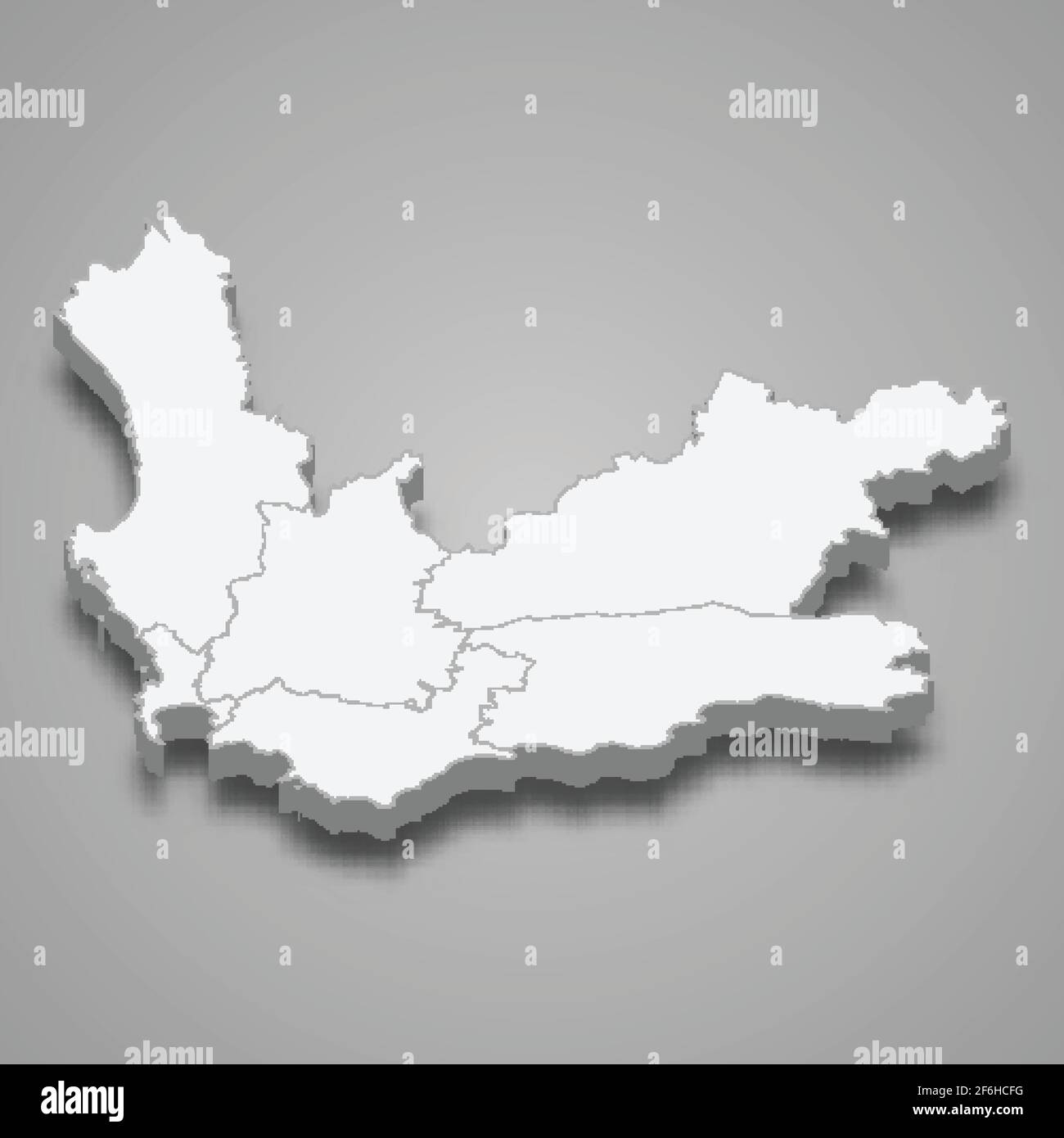 La mappa isometrica 3d del Capo Occidentale è una provincia del Sud Africa, illustrazione vettoriale Illustrazione Vettoriale