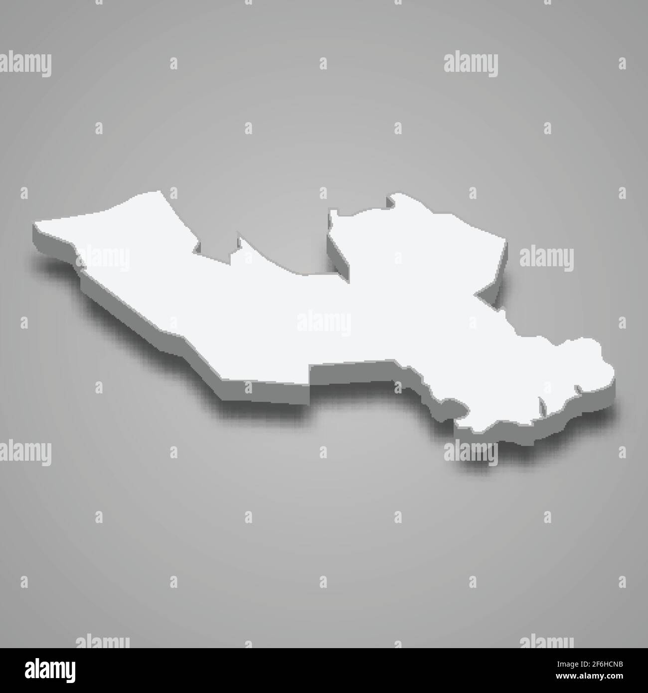 Mappa isometrica 3d di Long An Province del Vietnam, illustrazione vettoriale Illustrazione Vettoriale