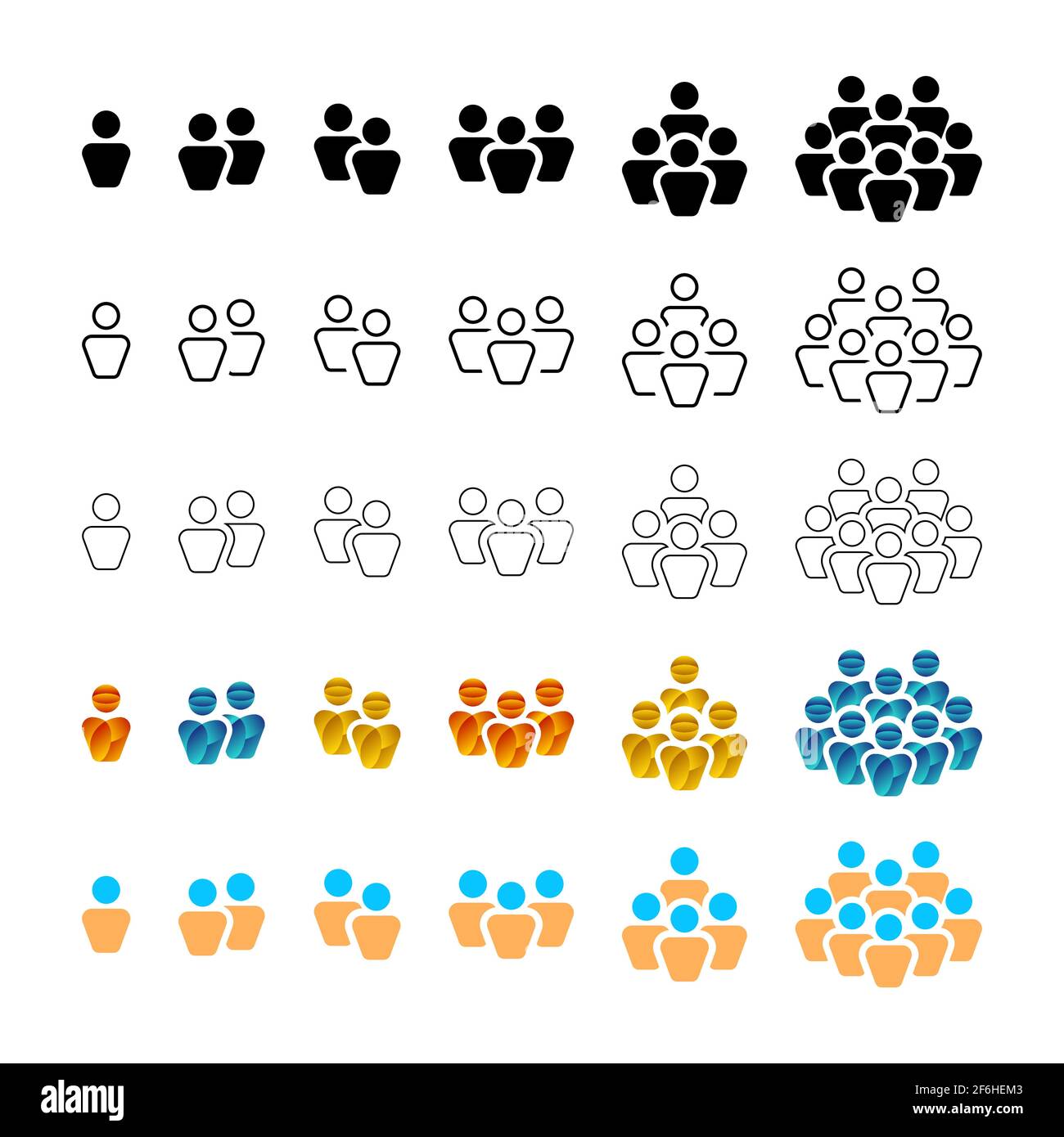 Gruppo di icone vettore persone. Grafica del pacchetto icone di People Vector in più stili. Illustrazione Vettoriale