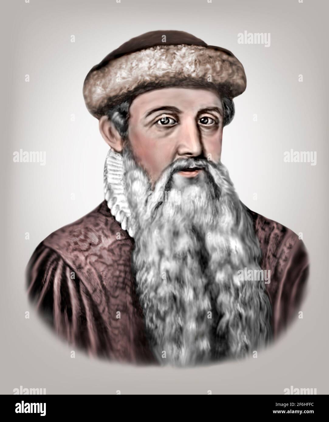 Johannes Gutenberg 1400-1468 stampante tedesca Goldsmith Inventor Editore Foto Stock