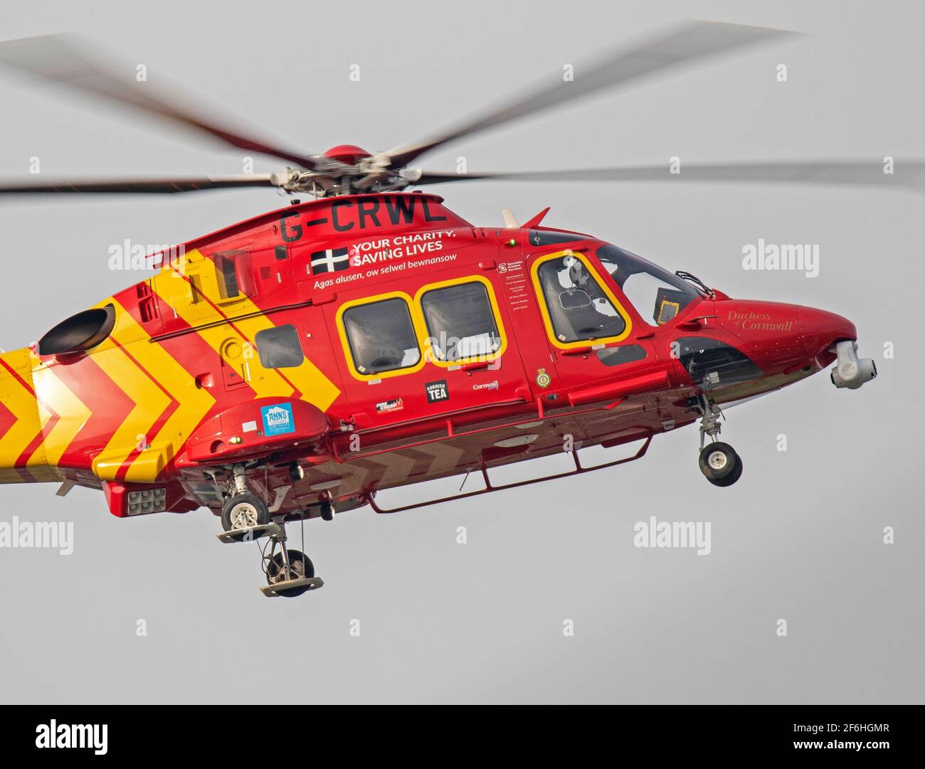 Cornwall Air Ambulance partecipa all'incidente di Helston il 30/03/21 Foto Stock