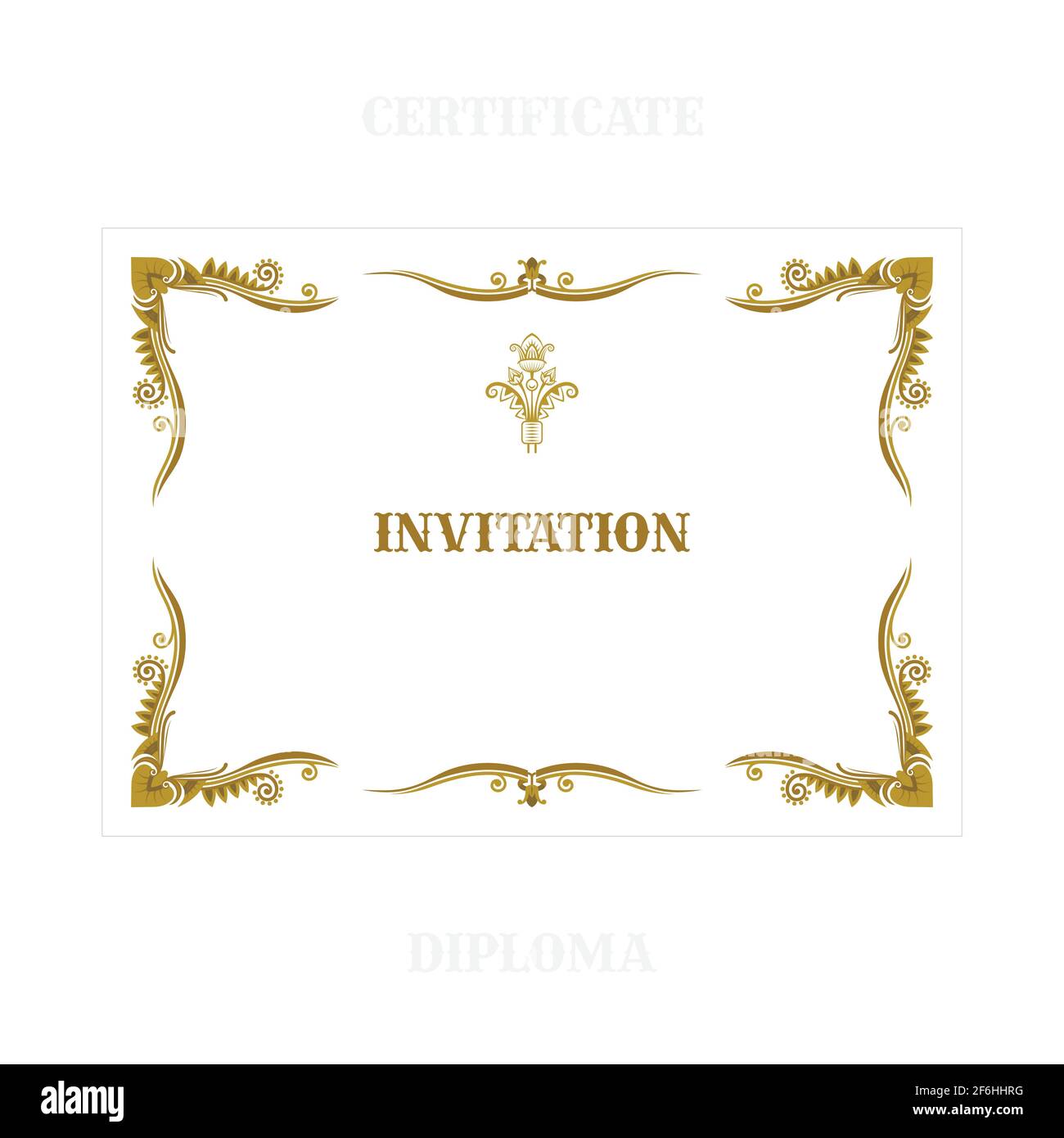 Montatura vintage con elementi floreali. Modello vettoriale di lusso per diplomi, certificati e inviti in stile retrò disegnati a mano. Parte del set. Illustrazione Vettoriale