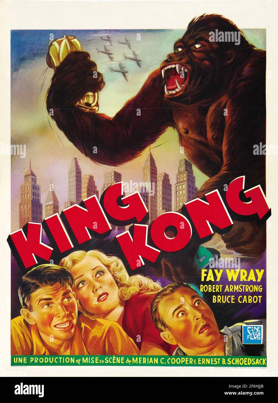 King Kong, poster del film 1933. Con Fay Wray, Bruce Cabot, Robert Armstrong, Frank Reicher. Avventura / Fantasy / azione / Romance. Foto Stock