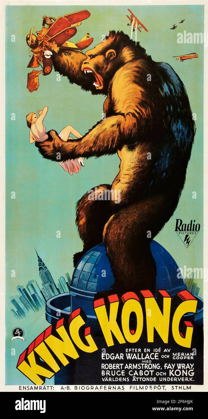 King Kong, poster del film 1933. Con Fay Wray, Bruce Cabot, Robert Armstrong, Frank Reicher. Avventura / Fantasy / azione / Romance. Foto Stock