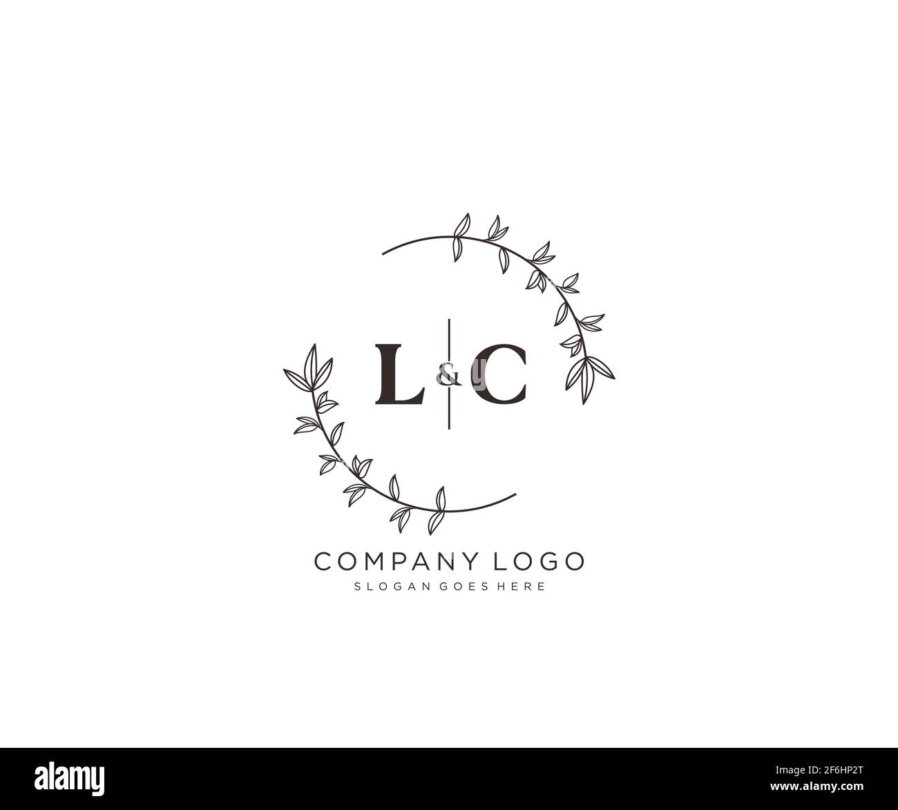 LC lettere bello floreale femminile modificabile monolina logo prefatto adatto per salone spa pelle capelli bellezza boutique e società cosmetica. Illustrazione Vettoriale