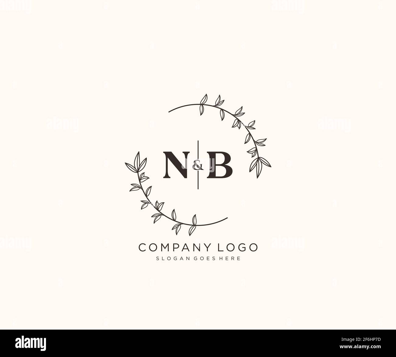 NB lettere bello floreale femminile modificabile monolina logo prefatto adatto per salone spa pelle capelli bellezza boutique e società cosmetica. Illustrazione Vettoriale