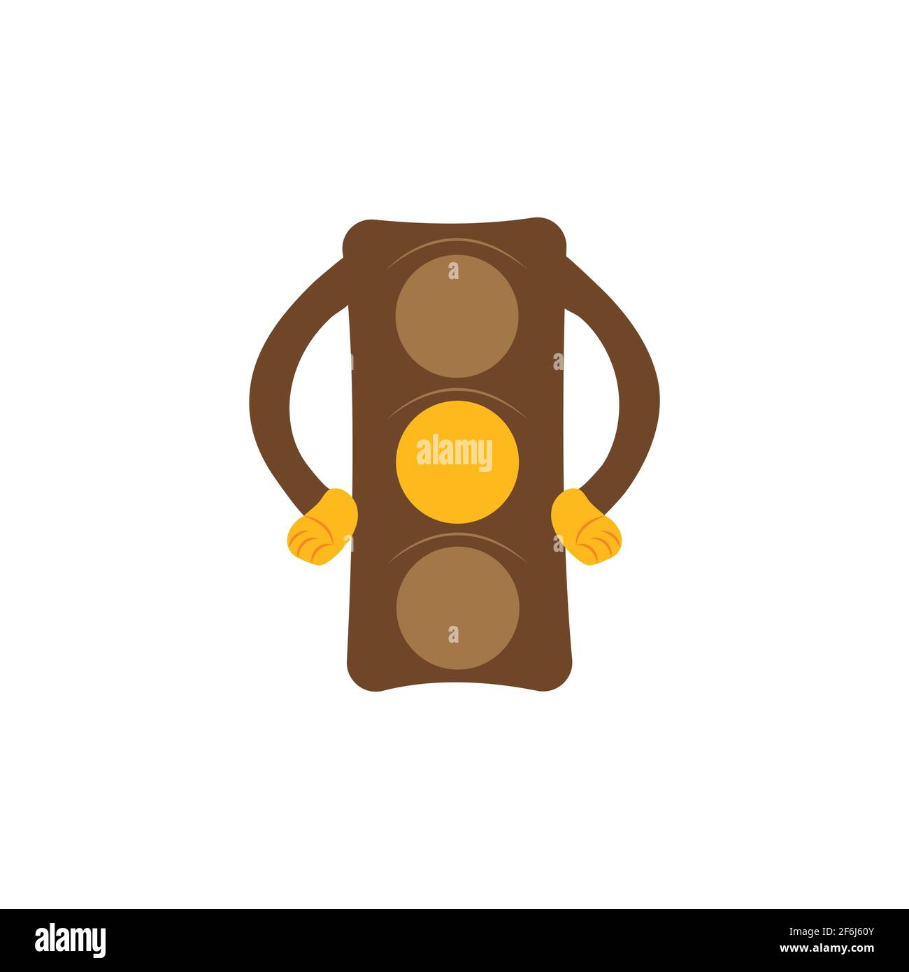 Semaforo con segnale giallo. Modalità standby. Attendere. Regolazione del traffico all'incrocio. Giornata internazionale del semaforo 5 agosto. Colourfu Illustrazione Vettoriale