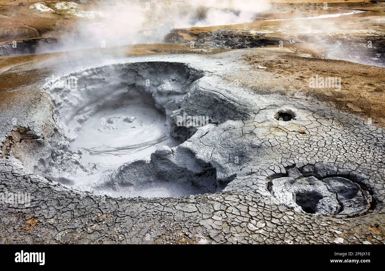 Námaskarð, sorgenti termali. Islanda Foto Stock