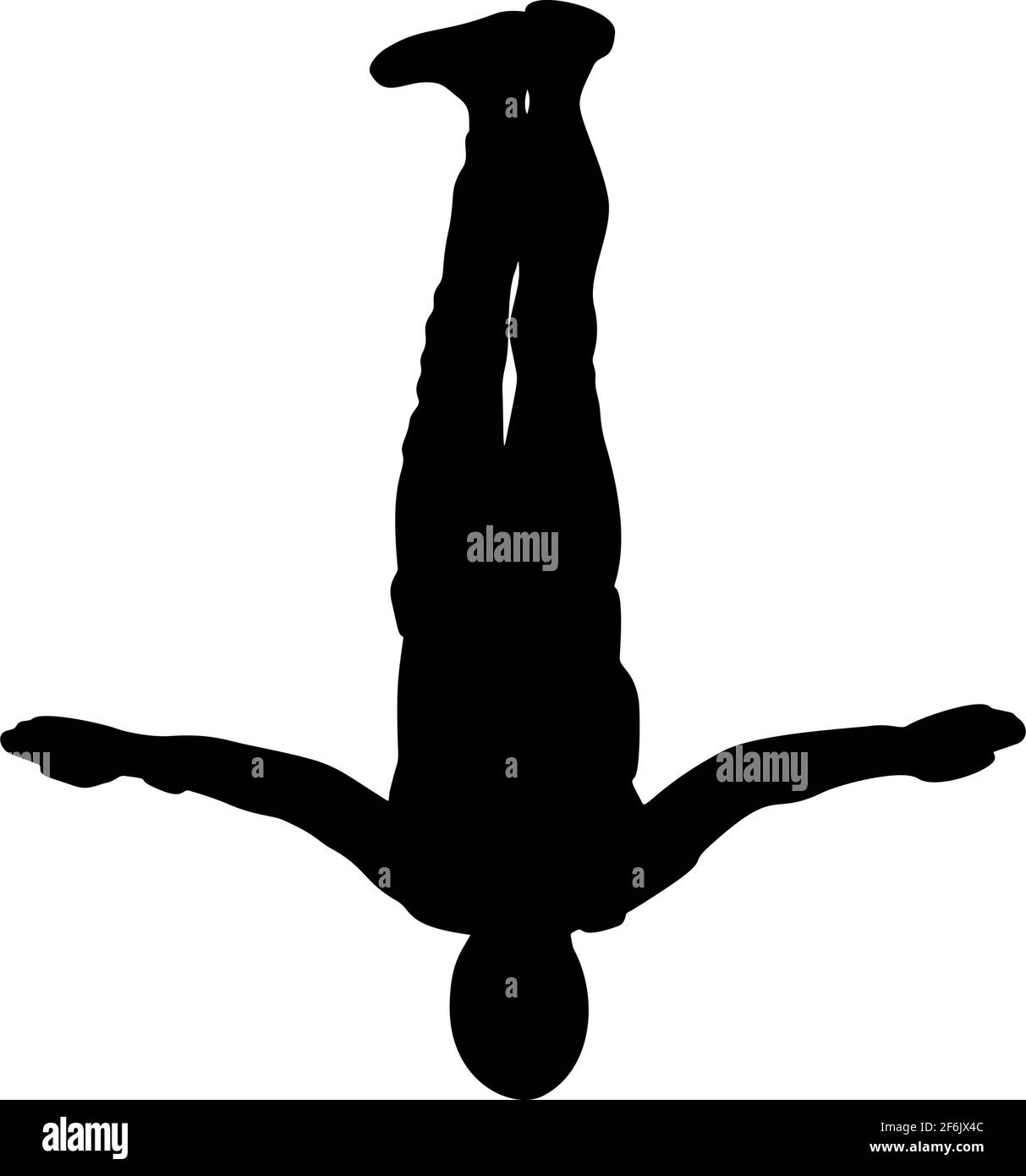 Paracadutista nell'illustrazione della silhouette del vettore di volo isolato su sfondo bianco. Concetto di rischio assicurativo. Uomo in aria salto. Acrobazie Skydiver. Milit Illustrazione Vettoriale