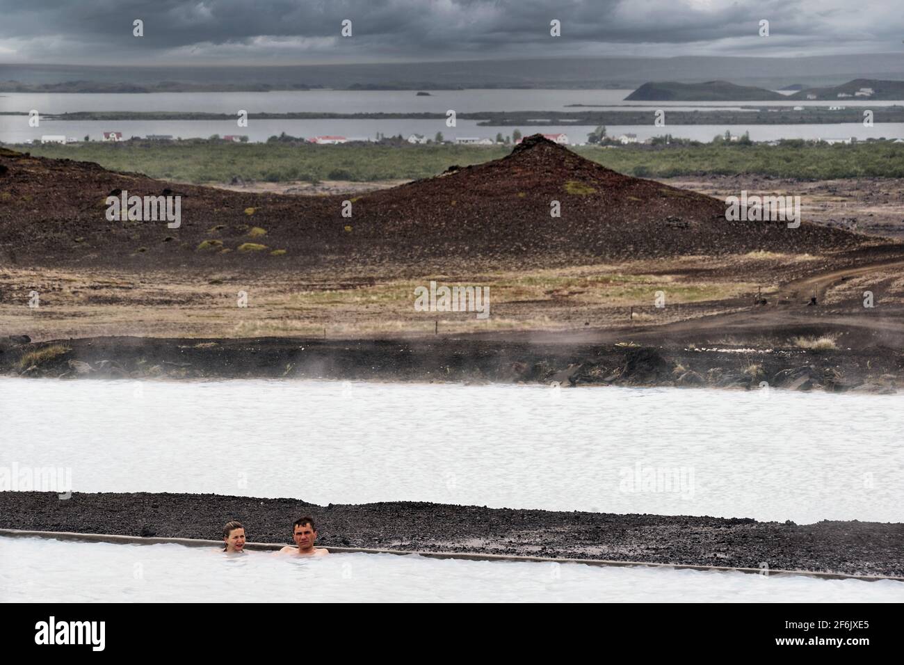 Myvatn natura bagni. L'Islanda Foto Stock