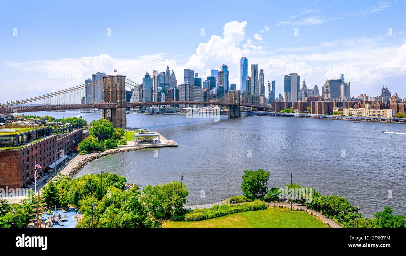 vista panoramica sullo skyline di manhattan, new york Foto Stock